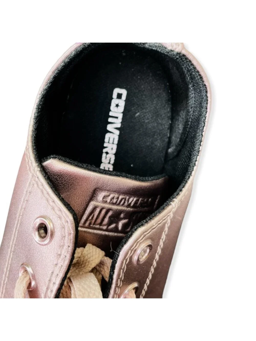 Converse All Star Girls Pink Metallic Low Top Lace Up Sneakers Shoes 5